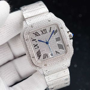 Wristwatches Diamond Mens Automatic Mechanical Watch 40mm with Diamond-studded Steel Bracelet Fashion Busins Wristwatch Montre De Luxe