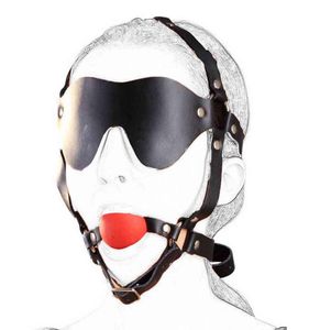 camaTech Leather Head Harness With Blindfold Solid Silicon Muzzle Ball Gag Straped On Mouth Restraint Bondage Fetish Adult Toy 24421864