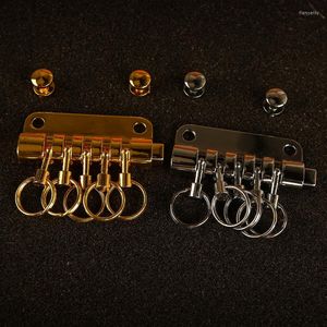Keychains Brass Plated Key Row Gilt Button Handmade Leather DIY Bag Accessories