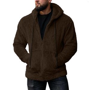 Herrenwesten Herren Kapuzenpullover Fleece-Sweatshirt Reißverschluss Winter Einfarbig Outwear Langarm Warm halten Taschenmode Mantel