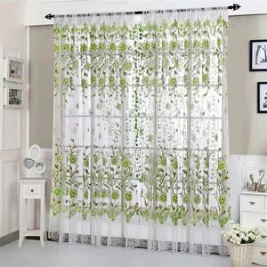 Gardinhusblomma 1st Peony Tulle Voile Drape Panel Jacquar Sheer Scarf Valances Home Room Office Window Decoration Dropship