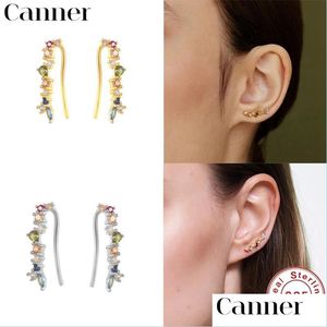 Stud Stud Canner 925 Sterling Sier Mini Earring Colorf Rainbow CZ Z okrągłe kolczyki do klimatu dla kobiet drobna biżuteria 2021 Trend Dr Dhby7