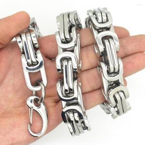 Chains 12/15mm Polished Stainless Steel Necklace Chunky Link Heavy Byzantine Chain Fashion Curb Cuban Jewelry 7inch-40inch