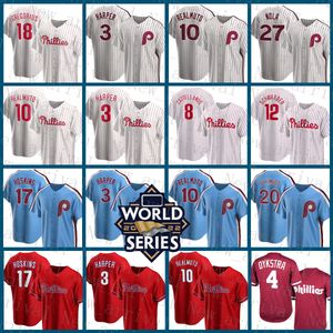 2022 2023 Nuova maglia da baseball 3 Bryce Uomo Harper 10 J.T. Realmuto Femminile 12 Kyle Schwarber 8 Nick Castellanos 17 Hoskins 20 Mike Schmidt