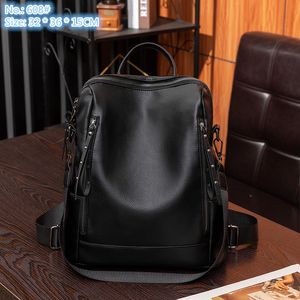 Factory outlet shoulder bag 3 colors simple and versatile lychee pattern handbag soft and comfortable leather backpack street trend double zipper backpacks 608#