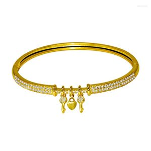 Bangle Armband f r kvinnor nyckel k rlek guld designer smycken kristall charm br llop engagemang brud present kvinnor armband