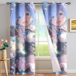 Curtain Cartoon Re Zero Printed Anime Curtains Window For Bedroom Living Room Kids Girls Party Home Decor 2 Panels