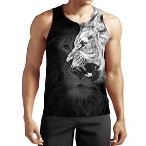 Artı boyutlu s-6xlsummer erkekler aslan tank üstleri hayvan 3d baskılı kolsuz yelek kadın moda gündelik harajuku sokak kıyafetleri 010