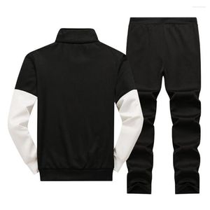 Men's Tracksuits 1 Set Stylish Men Sportswear Two Piece Streetwear Spring Autumn Color Block Pockets Sweatshirt Sweatpants