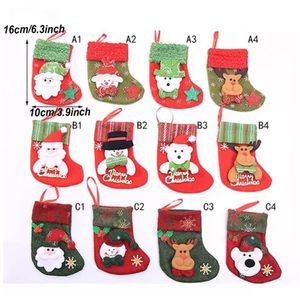 UPS DHL Decorazioni natalizie Paillettes Grucce per calze Borsa regalo Calza Pupazzo di neve Babbo Natale Alce Decorazione albero Calzini Calze natalizie
