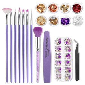 Nail Art Kits Tool Set Painting Pen File Tin Foil Paper Dust Brush Gel Lamp Full Manicure