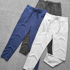 Herrbyxor män sweatpants mode klassisk passform casual man löst fit bomull tröja dragskot sport fuktig wicking