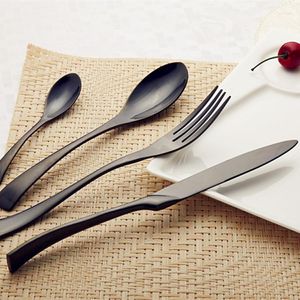 Dinnerware Sets Black Western Cutlery Set Mirror Eco Friendly Stainless Steel Dinner Dining Table Kitchen Couvert EK50DS