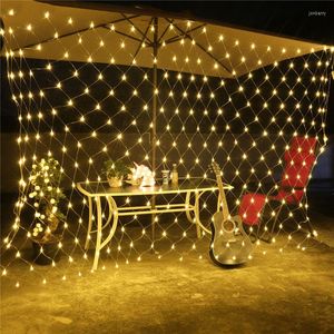 Str￤ngar LED Net Lights 110V/220V Br￶llopsdekoration Jul Fairy String Light Holiday Festival Multi Outdoor Garden Lamp
