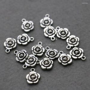 Anhänger Halsketten 5PCS Großhandel Rose Metall DIY Armaturen Zubehör für Halskette Armband Bearbeitung 12mm Teile Silber-plattierung Schmuck Machen