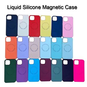 Casos de telefone MagSafe Casos de carregamento sem fio magnéticos para iPhone 14 13 12 11 Pro Max Mini X XS XR 7 8 Plus Liquid Silicone Soft Tampa