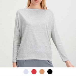 Lu-88276 relaxed breathable yoga women t-shirt top long sleeve blouse outdoor fitness exercise quick drying shirt gym clothes