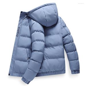 Uomo Imbottiture Invernali Giubbotti Parka Da Uomo Addensare In Pile Cappotti Caldi 2022 Casual Maschio Cappuccio Collare di Colore Solido Outwear Chaquetas