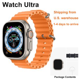 Smartwatch para Apple Watch Ultra 49 mm Blanco blanco Naranja Marina Strap Sports Wiring Strap Caja de carga de carga