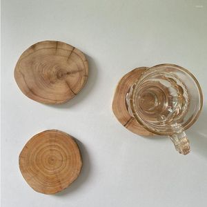 Tovagliette da tavolo Sottobicchieri in legno naturale Tappetino per candele Tazza da tè Tazza da caffè Tovaglietta rotonda Decorazione per porta alimenti per la cucina di casa in legno