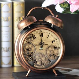 Table Clocks European Retro Desk Clock Gear Mechanical Living Room Old Metal Ornaments Large Creative Pendulum