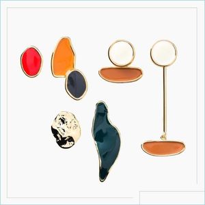 Stud Stud 2021 Minimalistisk irregar Geometric Colorf emalj￶rh￤ngen f￶r kvinnor Vintage Asymmetriska guld Small Earring Drop Delivery Jewe DH3PE