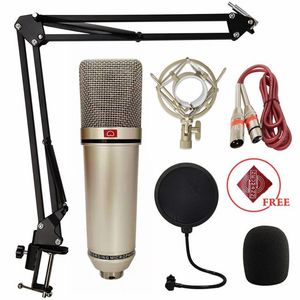 Microfones U87 Microfone condensador profissional para gravação de podcast para jogos ao vivo Kit de microfone com suporte de braço Montagem contra choque NEUMAN 221104