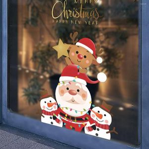 Weihnachten Dekorationen Cartoon Santa Claus Weihnachten Elch Schneemann Fenster Aufkleber Wand Oranments Frohe Dekor Für Zuhause Glückliches Jahr 2022