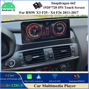 Qualcomm SN662 Android 12 Car DVD Player para BMW X3 F25 X4 F26 2011-2017 Original Cic NBT EVO Sistema Estéreo Unidade Cabeça Cabeça Carplay GPS Navigação Bluetooth WiFi