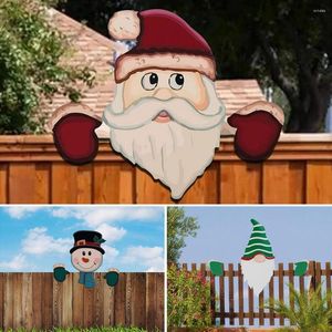 Decoraciones navide￱as Decoraci￳n del mir￳n de la valla Santa Santa Snowman Dwarf Diy Chrisrmas Garden Yard de arte al aire libre Funny Y