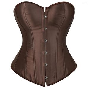 Bustiers Corsets for Women Sexy Cetin Lace Up Overbust Waist Cincher Shapewear Top