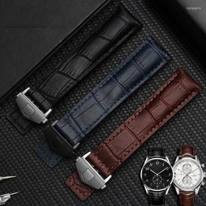 Assista bandas de alta qualidade tiras de couro genuíno azul preto com pontos vermelhos pulseira 19 20 22mm para homens watchband watch wrist band