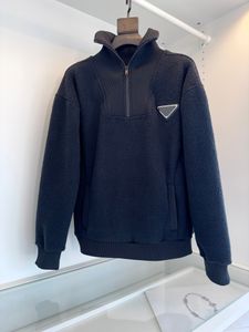 Autumn and winter highquality mens hoodie comfortable fleece semi zipper design US size loose version of luxury designer hoodie
