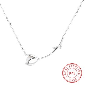 Flower Choker Necklace 100% 925 Silver Tulips Necklaces for Women Elegant Pendants Lead and Nickel Free