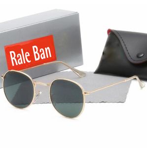 Män Rale Ban 52mm Solglasögon Klassiskt märke Retro damglasögon 2022 Lyxdesignerglasögon Ray Band 3447 Band Metallram Designers Solglasögon Kvinna