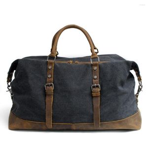 Duffel Bags Brand Casual Men Cowhide Handbag Leather Style Travel Bag Quality Canvas Vintage Traveling Sales Gift