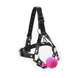 Bondage Leather Harness Open Mouth Ball Gags Stainless Steel Nose Hook Device Adult Passion Flirting BDSM Sex Games Product Toy
