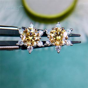 Stud Earrings Inbeaut Korean 925 Silver Total 2 Ct Excellent Cut Pass Diamond Test Yellow Moissanite Star For Women Fine Jewelry