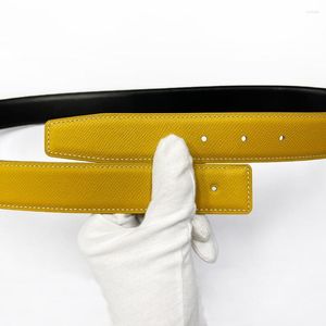 Cintos 2022 sem fivela ciartuar para homens mulheres 3.2cm cores amarelas cinto de alta qualidade cowskin couro genuíno dois lados
