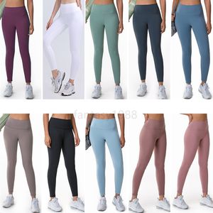 LL-N1903 Pantaloni Womens Nudity Yoga Outfit Running Slim Nono Pantaloni Esercizio Adulto Vita alta Caldo Abbigliamento fitness Ragazze Elastico Skinny Sportswear