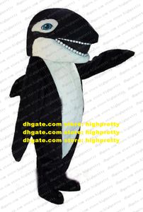 Cute Black Shark Whale Mascot Costume Mascotte Selachimorpha Cetacean Adult With White Chubby Belly Much Teeth No.704 Free Ship