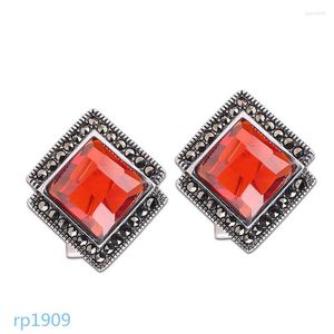 Orecchini con retro KJJEAXCMY Supporto rilevamento S925 Gioielli in argento sterling Melograno sfaccettato Rosso da donna