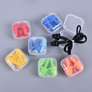 Soft Anti-Noise Ear Plug Waterproof Swimming Silicone Swim Earplugs For Adult Children Swimmers Diving With Rope