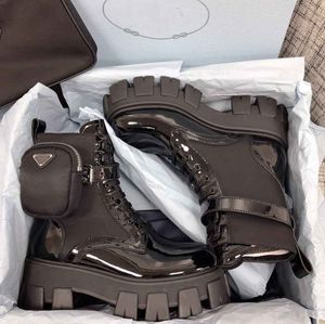 Winter Brand Monolith Brushed Leather Combat Boots Chunky Lug Sole Women Nylon Ankle Boot Tread Soles Platform Booties Whoelsale Footwear