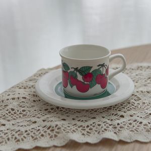 Mugs Espresso Mug Ceramic Coffee Vintage Cherry Vanilla Tea Cup Saucer Afternoon Dessert Plate Dinner Dishes