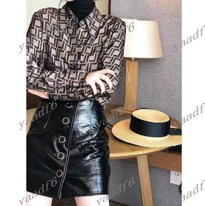 Kvinnor Blusar Skjortor Designer Spring Fall Fashion Shirt Womens Luxury Lapel Diamond F Letter Print Temperament Womens Top