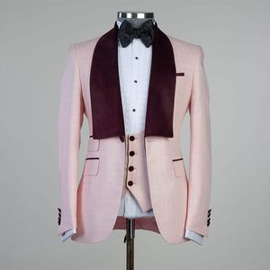 Tuxedos de casamento de cor rosa quente de cor de rosa quente fit