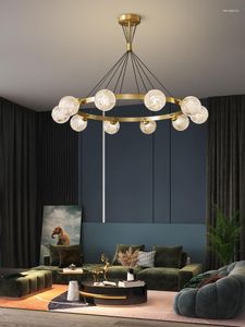 Pendant Lamps All Copper Living Room Chandelier Postmodern Light Luxury Nordic Simple Bedroom Dining Magic Bean Molecular Lamp