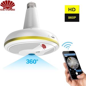 Wireless WiFi Security Camera Lulb Lulb Home Security Sistema a 360 gradi con visione notturna di rilevamento del movimento per iOS Android App240T