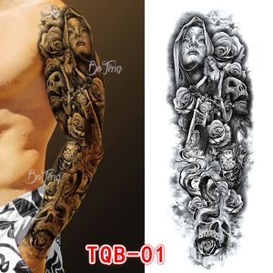 Temporäre Tattoos mit vollem Arm für Männer und Frauen, realistische gefälschte Tatoos, Krieger, Löwe, Tiger, Blume, Tatoo-Aufkleber, schwarzes Totem, Maori